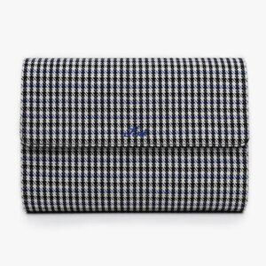 KRUK Blue Pepita with Black Suede Interior 8 Watch Travel Storage Case Roll